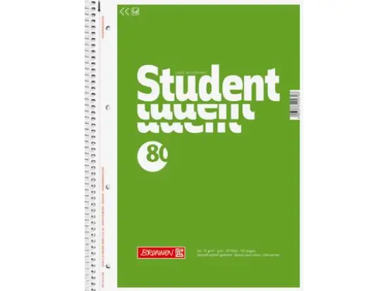 Collegeblock Brunnen 10-67940 1067940 Student A4, blanko, 80 Blatt, Pack 5 Stk