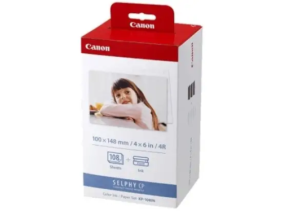 Papier Canon 3115B001 KP-108IN 10x15cm, ohne Postkarten, inkl. Farbkartusche, Pack 108 Blatt