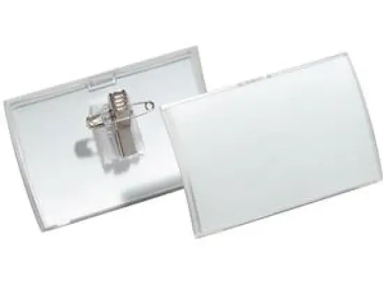 Namensschild Durable 8211-19 821119 Click Fold 40 x 75 mm, Kunststoff (PP), transparent, mit Kombiklemme, Pack 25 Stk