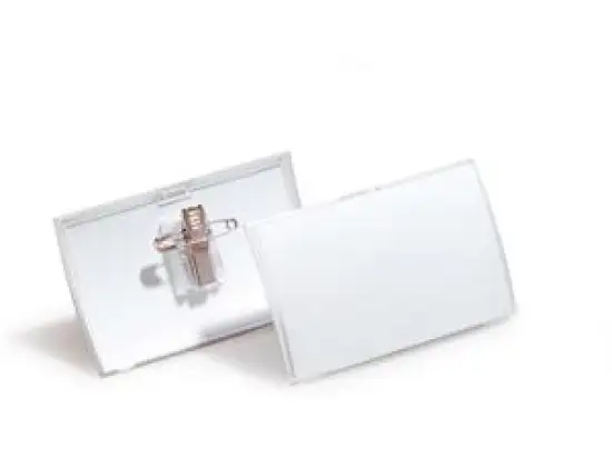 Namensschild Durable 8214-19 821419 Click Fold 54 x 90 mm, Kunststoff (PP), transparent, mit Kombiklemme, Pack 25 Stk