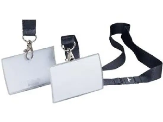 Namensschild Durable 8217-19 821719 Click Fold 54 x 90 mm, Kunststoff (PP), transparent, mit Textilband, Pack 10 Stk