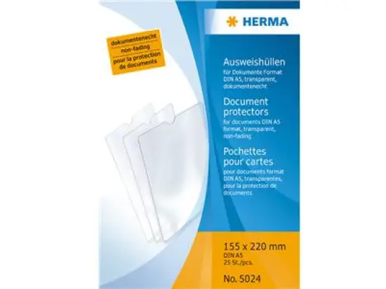 Ausweishüllen Herma 5024 A5 155x220mm, Pack 25 Stk