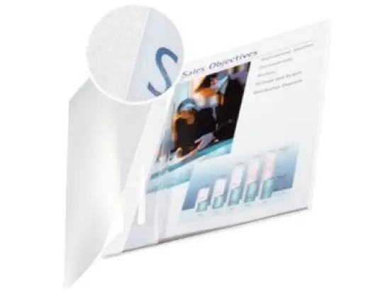 Buchbindemappen Leitz 7415-00-01 74150001 impressBIND A4, Soft Cover, 14,0 mm, Leinen, transparente Vorderseite, weiß, Pack 10 Stk