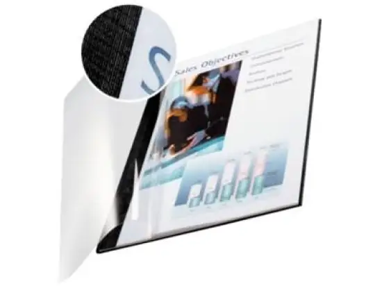 Buchbindemappen Leitz 7415-00-95 74150095 impressBIND A4, Soft Cover, 14,0 mm, Leinen, transparente Vorderseite, schwarz, Pack 10 Stk