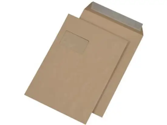 Versandtasche Mailmedia 30005498 C4 mit Fenster/haftklebend braun 110g Fenster hoch, Pack 250 Stk