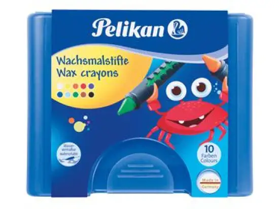 Wachsmalstifte Pelikan 723155 655/10 10 Farben Schiebehülse, wasserlöslich, Pack 10 Stk