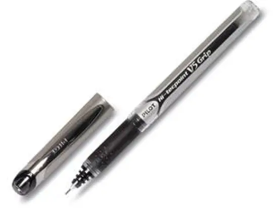 Tintenroller Pilot BXGPN-V5-B 2206001 Hi-Tecpoint V5 Grip 0,3mm, Edelstahlspitze, mit Kappe, schwarz, Pack 12 Stk