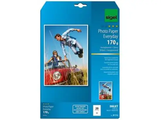 Fotopapier Sigel IP713 A4 170g hochglänzend weiß Everyday-Plus, Pack 20 Blatt