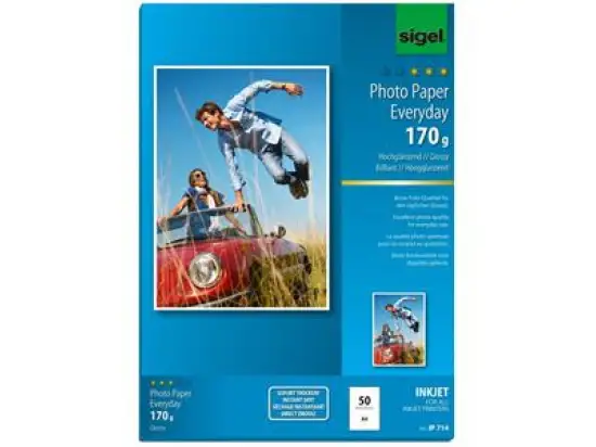 Fotopapier Sigel IP714 A4 170g hochglänzend weiß Everyday-Plus, Pack 50 Blatt