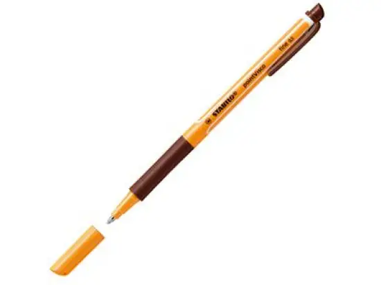 Tintenroller Stabilo 1099/45 pointVisco 0,5mm, Metallspitze, mit Kappe, braun, Pack 10 Stk