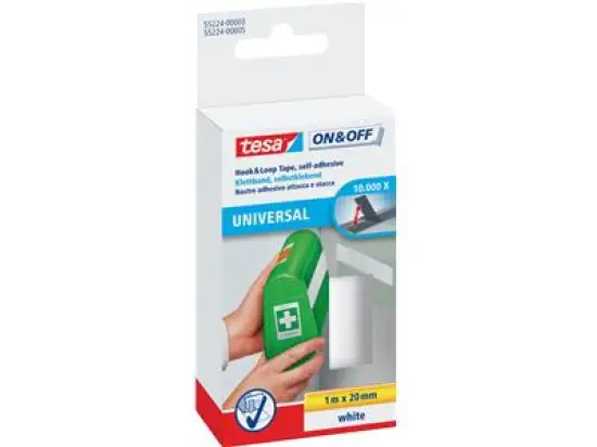 Klettband Tesa 55224-00003-01 On & Off Universal 20mm x 1m weiß selbstklebend