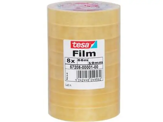 Klebefilm Tesa 57208-00001-00 tesafilm standard 19mm x 66m transparent, Pack 8 Rollen