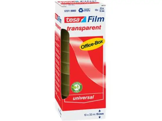 Klebefilm Tesa 57371-00002-00 tesafilm 15mm x 33m, PP-Folie, transparent, Pack 10 Rollen