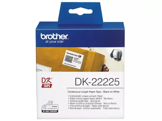 Endlosetiketten Brother DK-22225 Rolle 38 mm x 30,48 m, selbstklebend, weiß