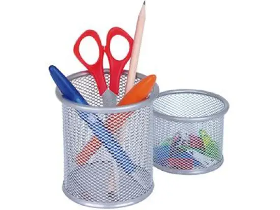 Köcher-Set Wedo 65454 65 454 Office Drahtmetall pulverbeschichtet, rund, 2er-Set groß/klein, silber