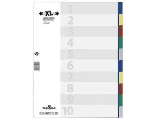 Register Durable 6747-27 674727 A4 überbreit 10-teilig farbig Kunststoff (PP), Pack 20 Stk