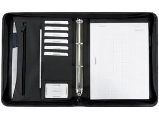 Ringbuchmappe Alassio 30060 Office Set A4, Kunstleder, Adressbuch, Taschenrechner, umlaufender Reißverschluss, schwarz