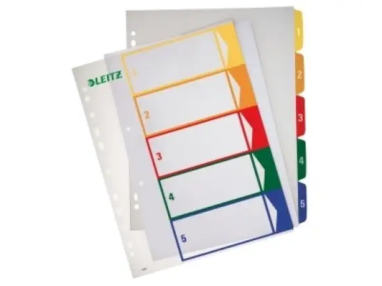 Projekt Register Leitz 1291-00-00 12910000 A4+ maxi, Zahlen 1-5, Kunststoff (PP), farbig, PC-beschriftbar