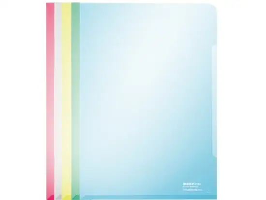 Sichthüllen Leitz 4153-00-99 41530099 Premium A4, PVC, 150my, oben und rechts offen, glasklar, farblich sortiert, Pack 100 Stk