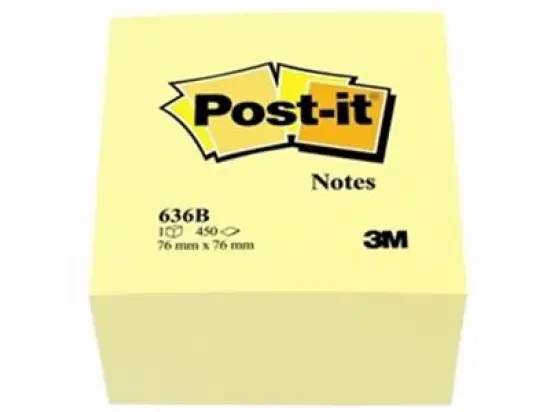 Haftnotizwürfel Post-it 636B 76x76mm gelb, 450 Blatt