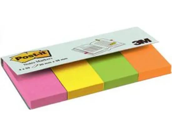 Haftstreifen Post-it 670-4N Page Marker 20 x 38 mm, neonfarben, Etui 4 Blöcke je 50 Blatt/200 Stk