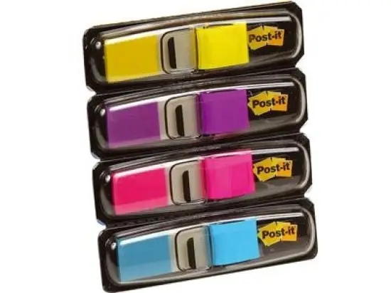 Haftstreifen Post-it 683-4AB Index Mini 11,9 x 43,2 mm, sortiert, 4 Leuchtfarben, Pack 4 Spender je 35 Stk
