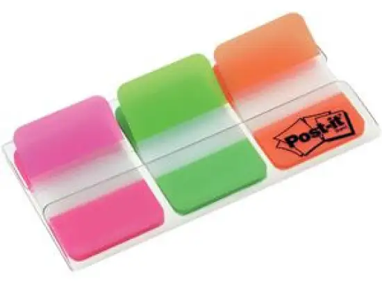 Haftstreifen Post-it 686-PGO Index Strong 25,4 x 38 mm, je 22 x pink, grün, orange