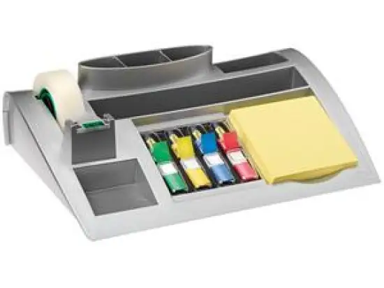Tischorganizer Post-it C50 silber, inkl. Haftnotizen,Tape Flags und Klebeband