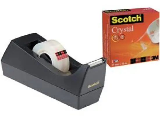 Klebefilm-Tischabroller Scotch 83980 C38 schwarz, Vorteilspack inkl.1 Rolle Klebeband 19mmx10m