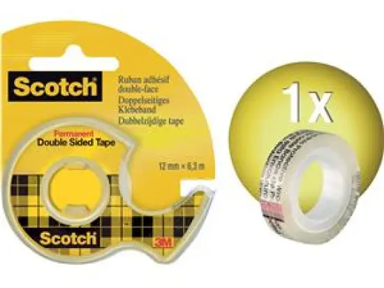 Klebeband Scotch 665H1263 12mmx6,3m doppelseitig im Handabroller 136D, nachfüllbar