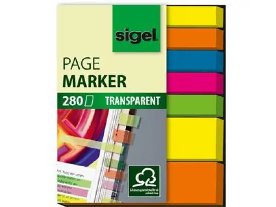 Haftmarker Sigel HN616 50 x 63 mm, 5 Farben, (5xMicro + 2xMini), Pack 10 x 7 Blöcke je 40 Blatt/280 Stk