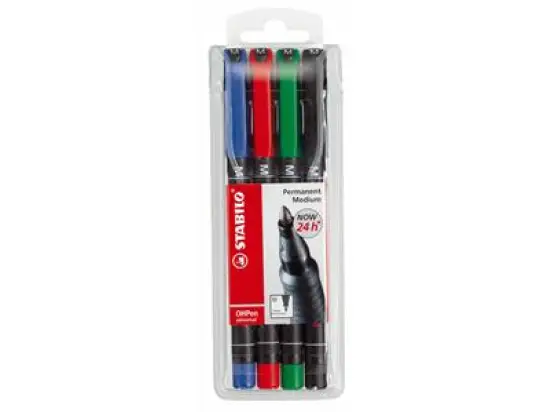 Folienschreiber Stabilo 843/4 OHPen universal 4er-Etui je 1x schwarz, rot, blau, grün