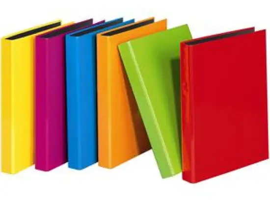 Ringbuch Veloflex 1141300 Velocolor A4, 2 Ringe Ø 25 mm, Karton glanzkaschiert, D-Ring-Mechanik, farblich sortiert, gelb, hellrot, orange, hellgrün, hellblau, pink