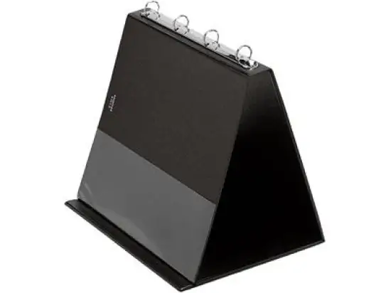 Tischflipchart Veloflex 4101080 A4-quer, kartonverstärkte PVC-Folie, schwarz, mit 10 Prospekthüllen