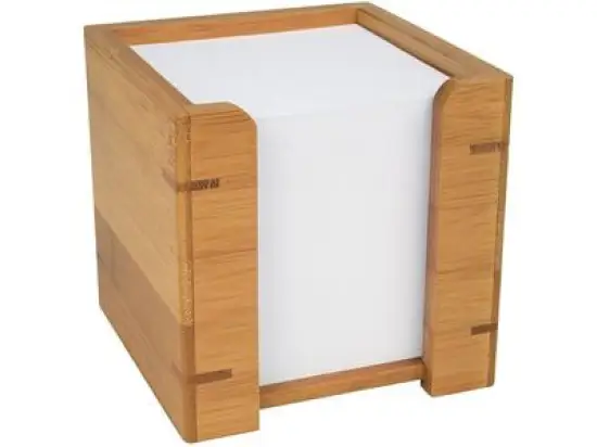Zettelbox Wedo 61707 61 707 Bambus braun 10,3x10,5cm weiße Einlegeblätter 9x9cm, ca. 900
