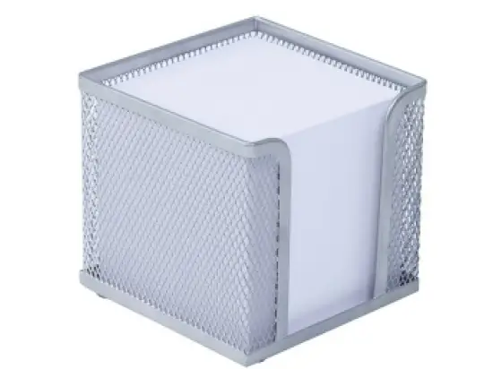 Zettelbox Wedo 65754 65 754 Office 10 x 10 cm, Drahtmetall, silber, inkl.700 weiße Einlegeblätter 9x9cm