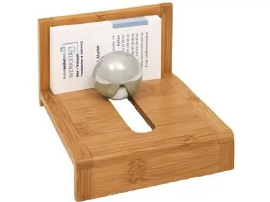 Visitenkartenhalter Wedo 611407 61 1407 Bambus braun mit Stahlkugel, 11,4x10x6,9cm