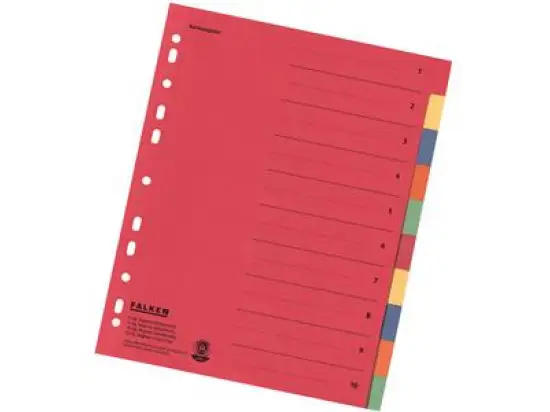 Register Falken 80086390 A4 10-teilig Karton/Pappe Überbreite, mit farbige Taben