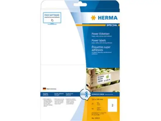 Etiketten Herma 10910 Special 210 x 148 mm weiß, Inkjet Laser Kopierer, Pack 50 Stk/25 Blatt