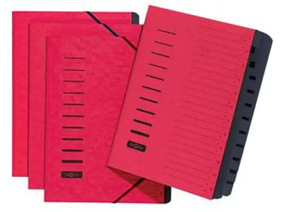 Ordnungsmappe Pagna 24122-01 A4, 12-Fächer, Pressspan-Einband, Eckspanngummi, rot