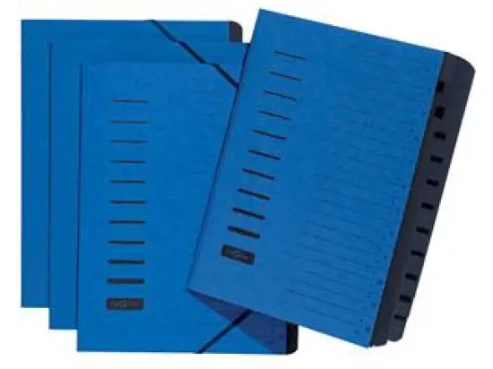 Ordnungsmappe Pagna 24122-02 A4, 12-Fächer, Pressspan-Einband, Eckspanngummi, blau