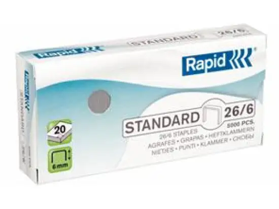 Heftklammern Rapid 24861800 Standard 26/6 verzinkt, Pack 5000 Stk