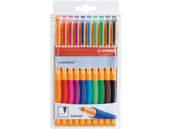 Tintenroller Stabilo 1099/10 pointVisco 0,5mm, Metallspitze, mit Kappe, 10er-Etui