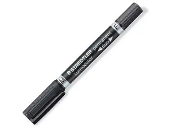 Permanentmarker Staedtler 348-9 Lumocolor permanent duo 0,6mm (F) + 1,5mm (M), zwei Rundspitzen, schwarz