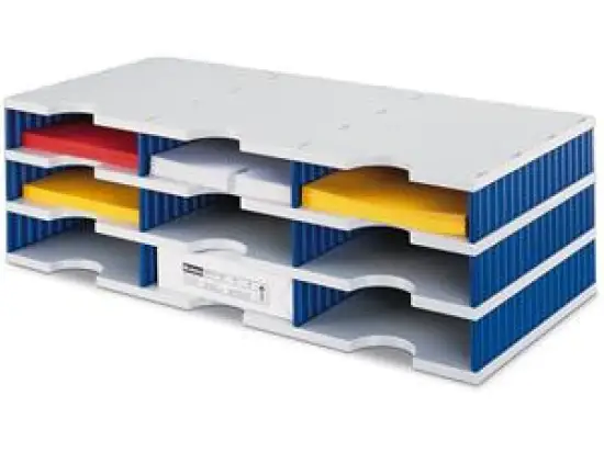 Basis-Einheit Styro 268-0303.38 styrodoc trio Standard, 9 Fächer, 3 Etagen, blau/grau, 723x223x331mm