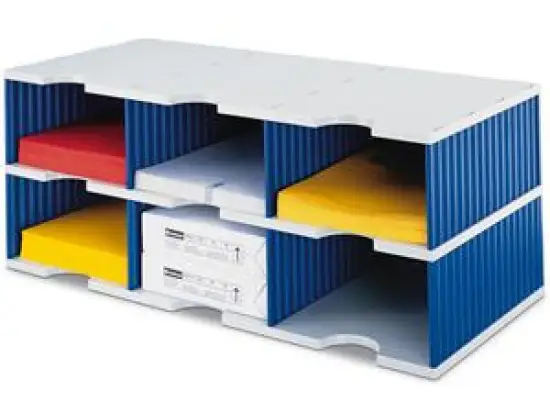 Basis-Einheit Styro 268-0322.38 styrodoc trio Standard, 6 Fächer, 2 Etagen, blau/grau, 723x293x331mm