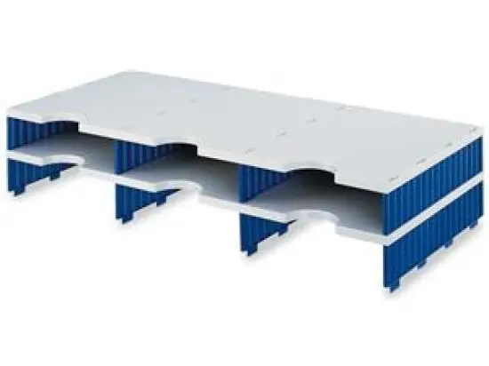 Aufbaueinheit Styro 268-1302.38 styrodoc trio 6Fächer grau/blau 2Etagen 723x223x331cm