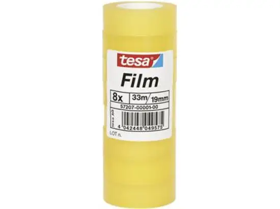 Klebefilm Tesa 57207-00001-00 tesafilm standard 19 mm x 33 m, Kunststoff (PP), transparent, Pack 8 Rollen