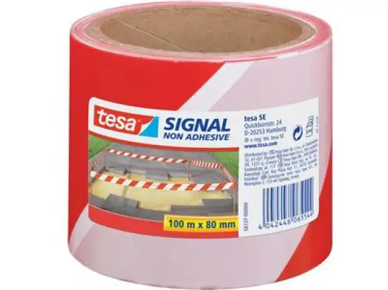 Absperrband Tesa 58137-00000-00 Signal 80mm x 100m nicht klebend rot/weiß