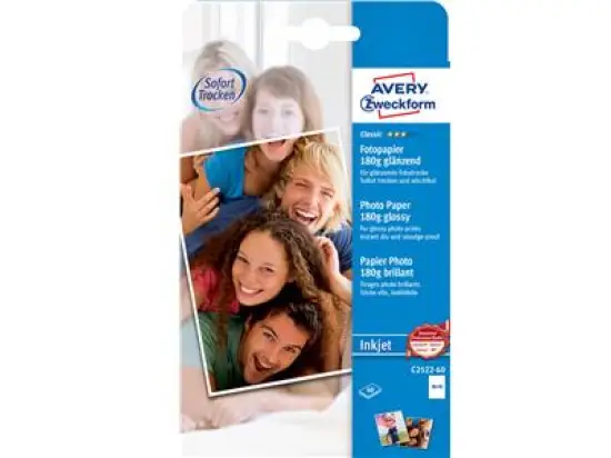 Fotopapier Avery Zweckform C2522-60 Classic 10x15cm 180g glänzend beschichtet, Pack 60 Blatt